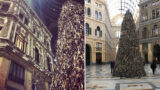 Pyramid alla Galleria Umberto di Napoli, l’albero di Natale con materiali di scarto