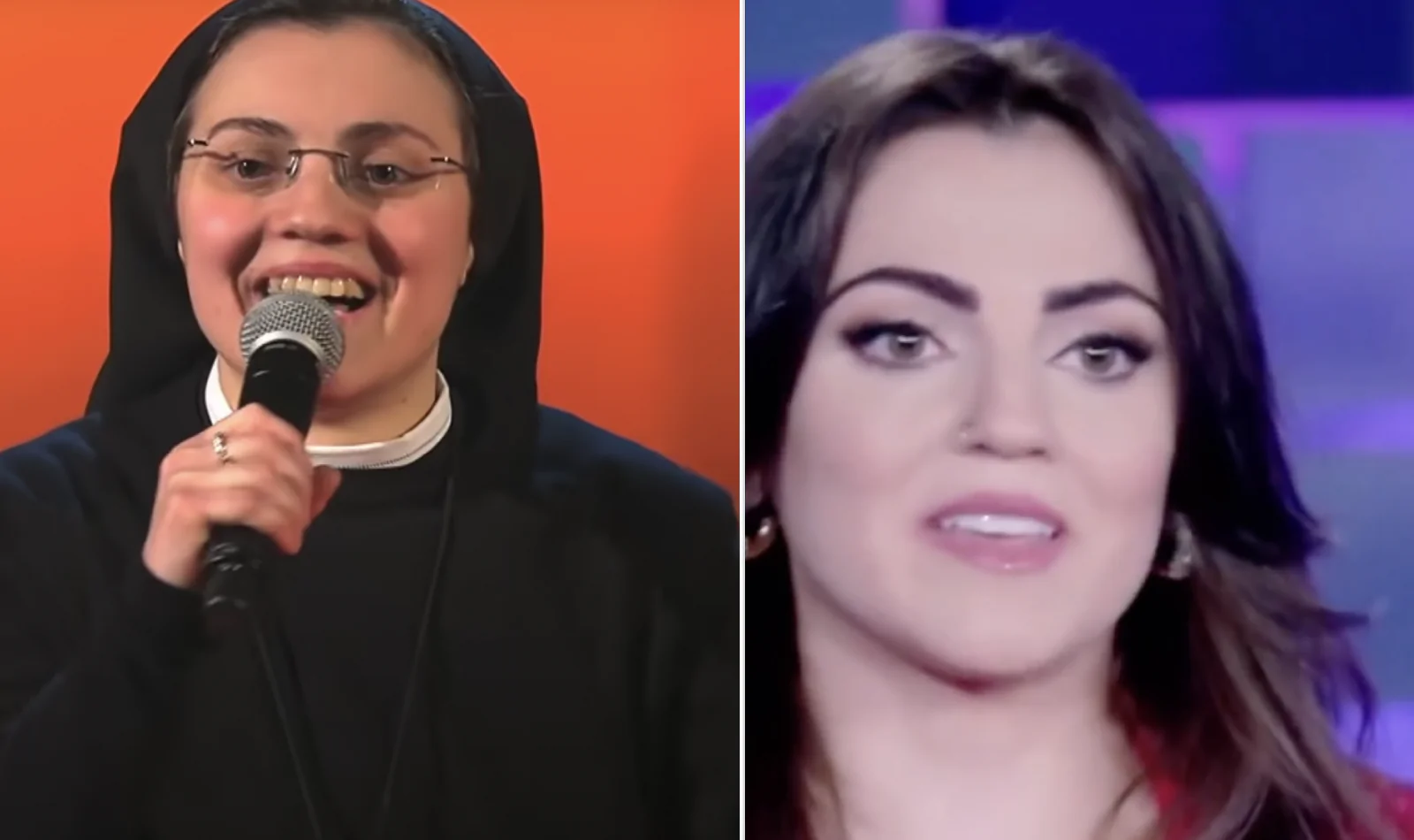 La foto che mostra prima e dopo Suor Cristina