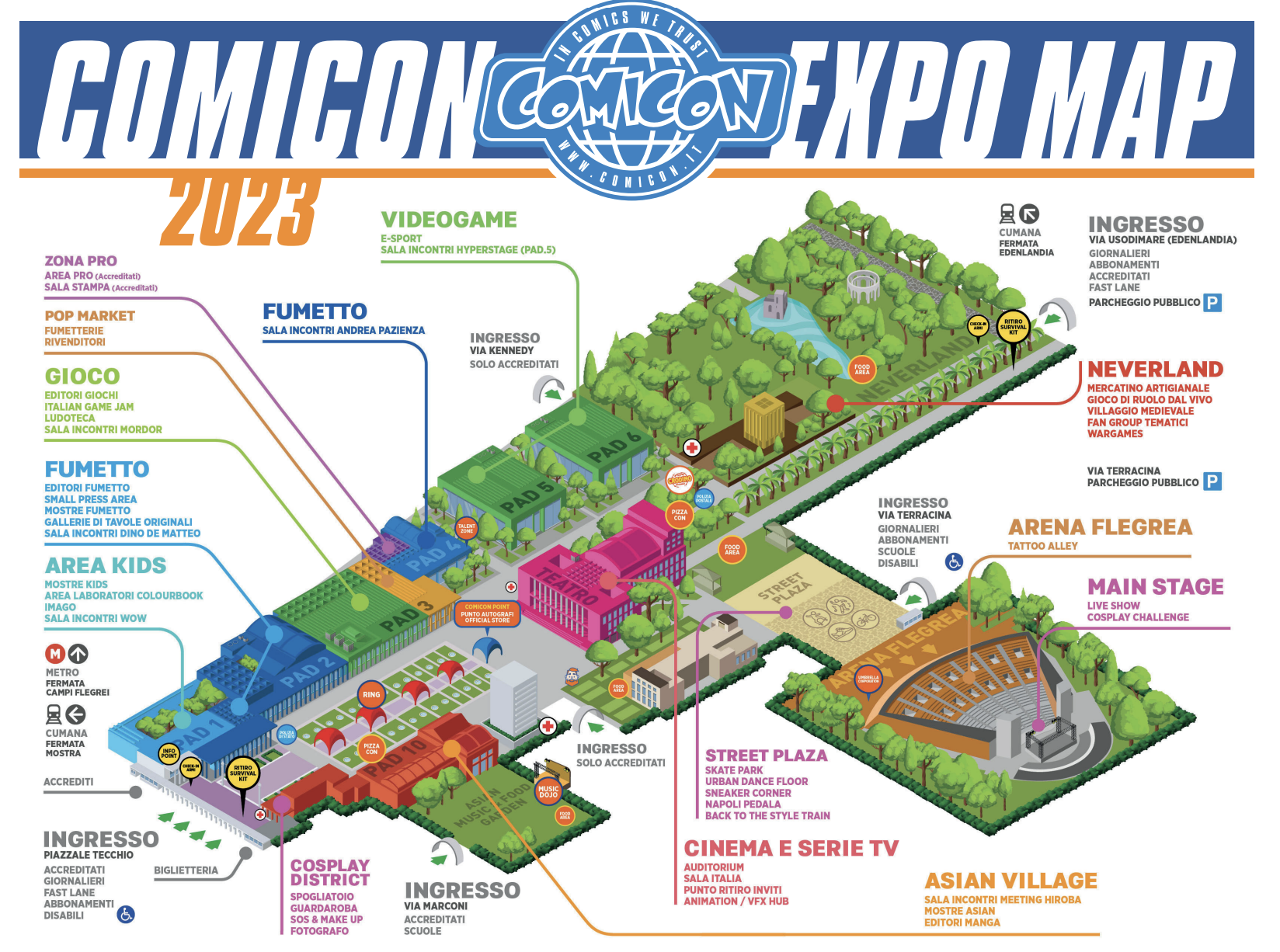 Napoli Comicon 2023, mappa con aree ed espositori