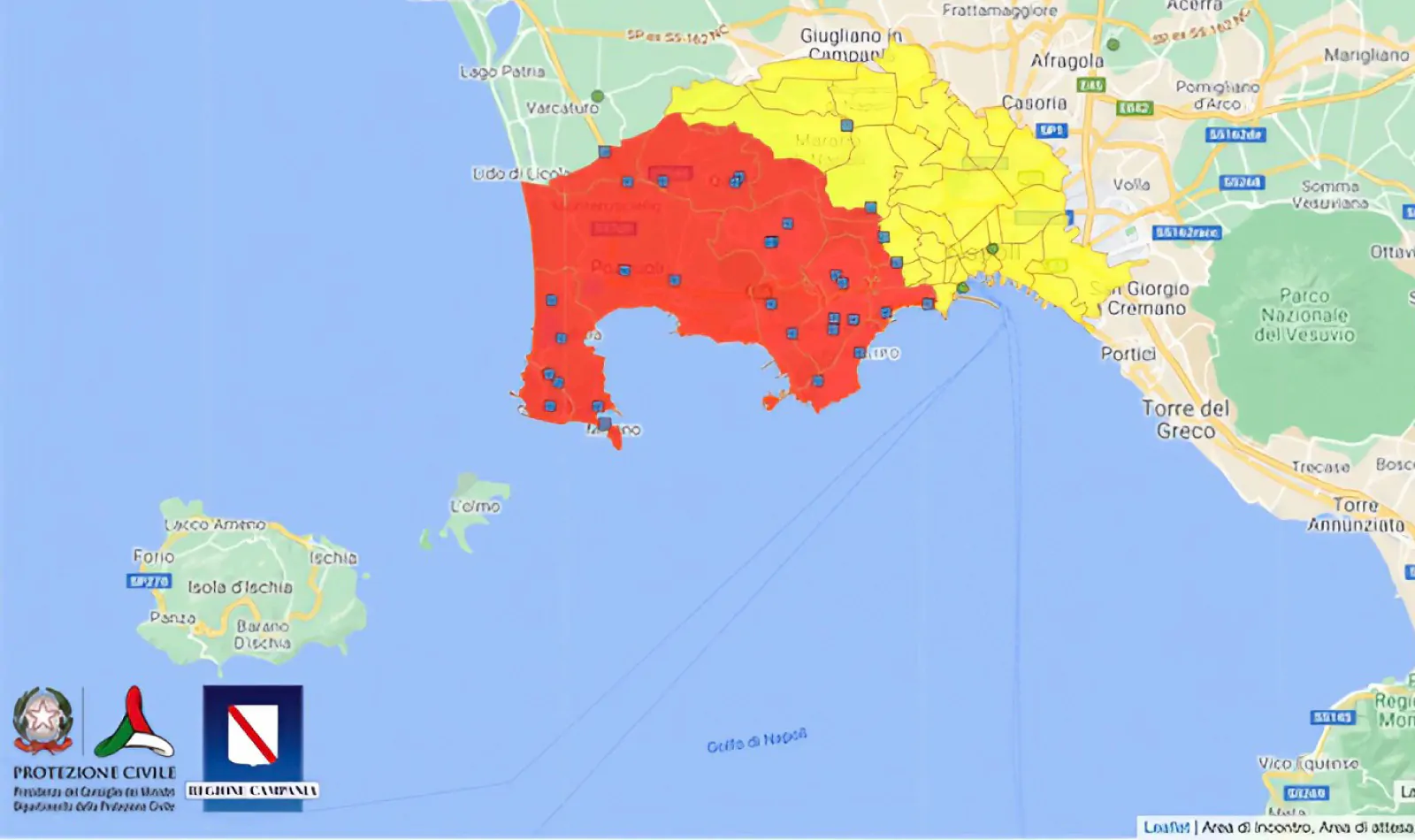 Campi Flegrei a Napoli, la mappa zone a rischio